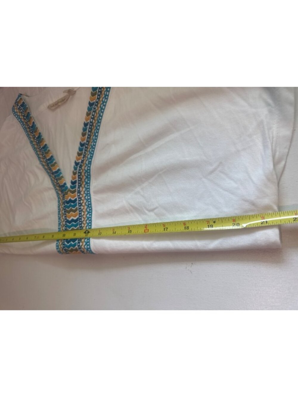 Soft Surroundings Women Top Sz XL White/Multicolor Embroidered Boho Izabel Beach - Picture 6 of 10